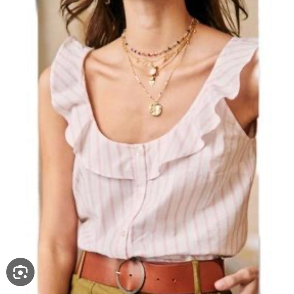 Sezane Manson Pink Striped Top